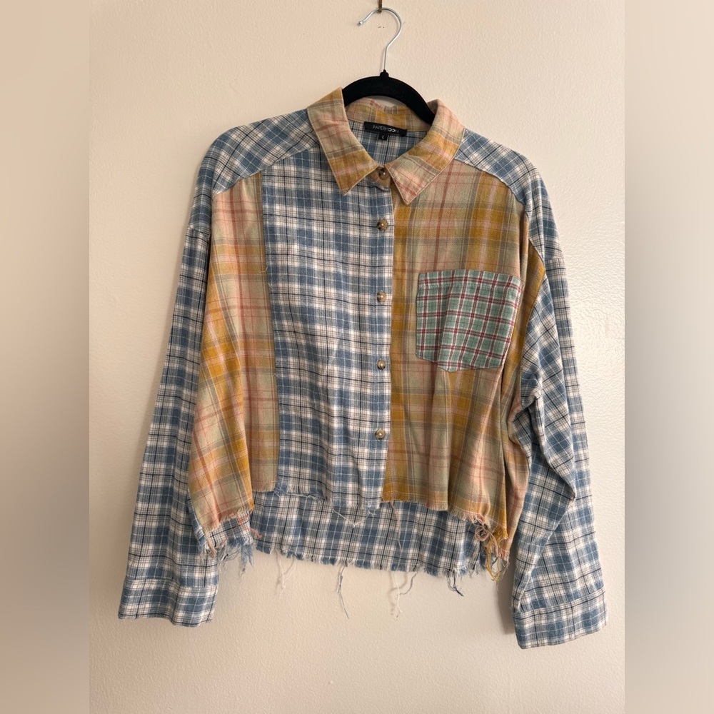 Free People plaid button down blouse